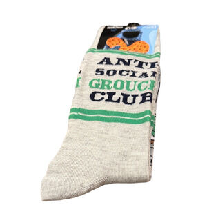 3/$18 Oscar the Grouch Anti-Social Grouch Club Sesame Street Socks NWT